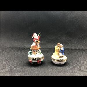 Midwest Of Cannon Falls Tinket Boxes Lot Of 2 Christmas Santa O Holy Night